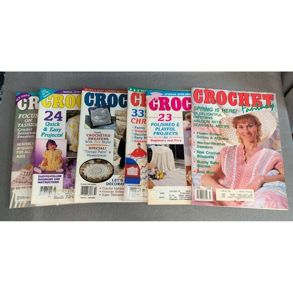 Vintage Crochet Fantasy Magazine Lot - 6 Issues - Patterns & Projects From The ' - Picture 1 of 7